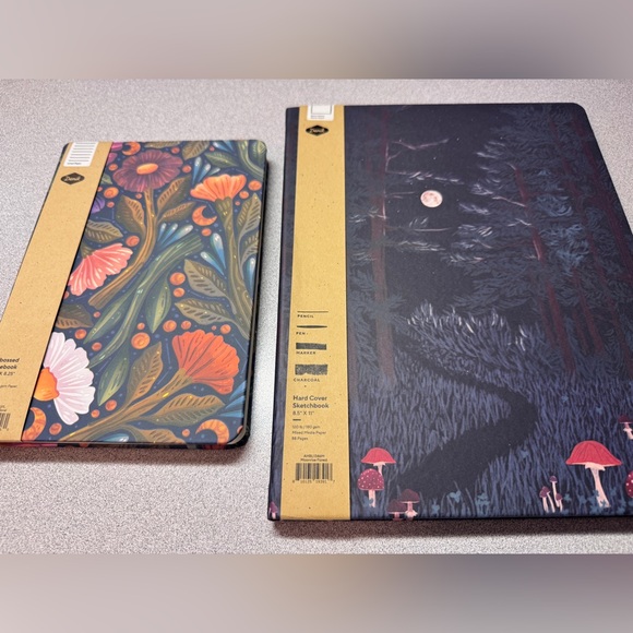 Journal Set - Soft Touch Debossed Floral Lined Journal & Large Forest Sketchbook - Picture 2 of 7